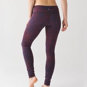 Lululemon Wunder Under Pant III Splatter Prep Red Sapphire Blue | Size 6